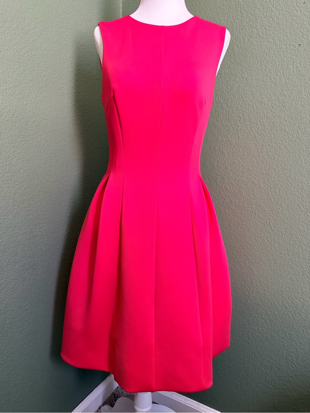 Calvin Klein Sleeveless Fit-and-Flare Dress in coral color size 2